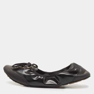 Pre Owned Dolce & Gabbana Black Leather  and Patent Ballet Flats Size 37.5