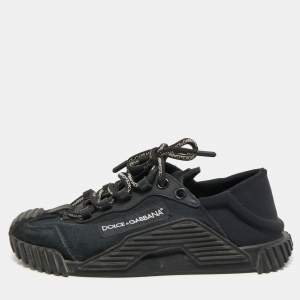 Pre Owned Dolce & Gabbana Black Canvas and Suede NS1 Sneakers Size 38.5
