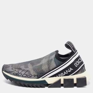 Pre Owned Dolce & Gabbana Camouflage Knit Fabric Sorrento Sneakers Size 39