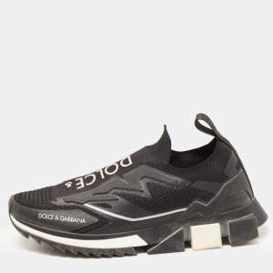 مملوكة مسبقًا Dolce & Gabbana Black Knit Fabric Sorrento Sneakers Size 41