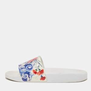 مملوكة مسبقًا Dolce & Gabbana Multicolor Majolica Print Leather Slides Size 40