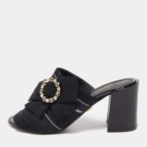 Dolce & Gabbana Black Fabric Slide Sandals Size 39