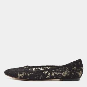 Pre Owned Dolce & Gabbana Black Lace Ballet Flats Size 36.5