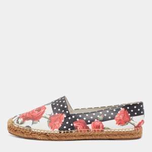 Pre Owned Dolce & Gabbana Multicolor Floral Print Leather Espadrille Flats Size 40