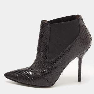 Pre Owned Dolce and Gabbana Black Python Ankle Boots Size 36.5 