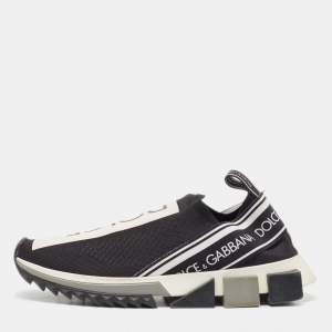 Pre Owned Dolce & Gabbana Black Knit Fabric Sorrento Sneakers Size 39