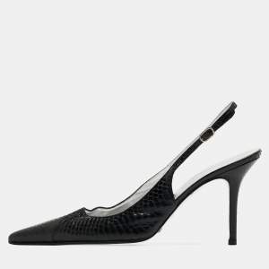 Pre Owned Dolce & Gabbana Black Python Slingback Pumps Size 39