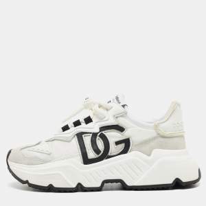 Pre Owned Dolce & Gabbana White Nylon and Leather Daymaster Sneakers Size 38