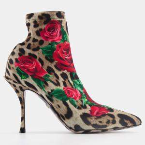 Dolce & Gabbana Leopard and Roses Ankle Boots Size 40.5