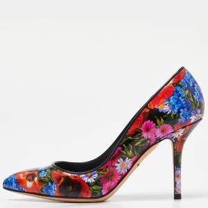 Dolce & Gabbana Multicolor Floral Print Leather Pointed Toe Pumps Size 36.5