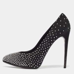 Dolce & Gabbana Black Suede Crystal Embellished Pumps Size 40