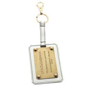 Pre Owned Dolce & Gabbana Silver & Gold Tone Logo Plaque Keyring