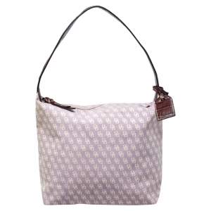Dooney and Bourke Lilac Signature Canvas and Leather Shoulder Bag
