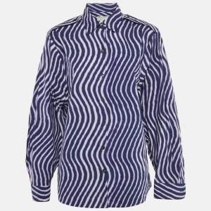 Dries van Noten Navy/Multicolor Printed Cotton Button Front Shirt M