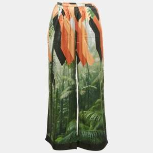 Dries van Noten Green/Pink Tropical Print Crepe Trousers S