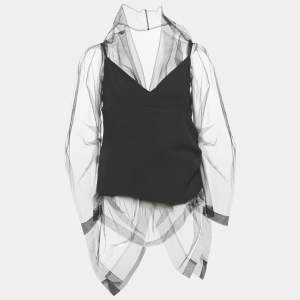 Pre Owned Dries van Noten Black Tulle and Crepe Blouse M