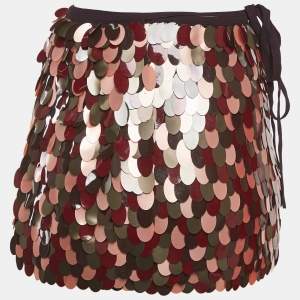 Pre Owned تنورة درايرز فان نوتن شيفون مزين بحبات لامعة أرجواني ميني صغير جدًا