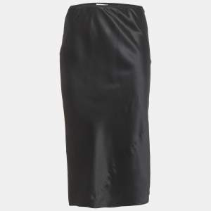 Pre Owned تنورة درايز فان نوتن حرير أسود مطاطي صغيرة