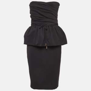 Dsquared2 Black Wool Blend Strapless Mini Dress M