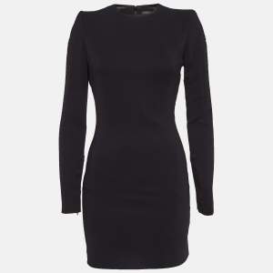 Dsquared2 Black Mesh Trim Crepe Zipper Detail Mini Dress S