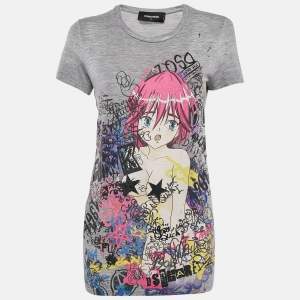 Dsquared2 Multicolor Anime Manga Print Cotton Crew Neck T-Shirt S
