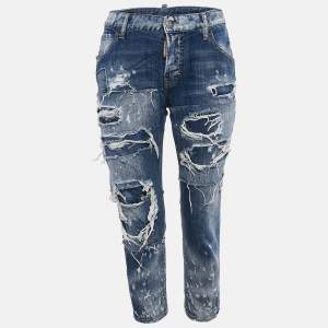 Dsquared2 Blue Distressed Denim Cool Girl Cropped Jeans S Waist 31"