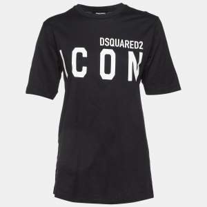 Dsquared2 Black Logo Printed ICON Cotton Regular Fit T-Shirt L