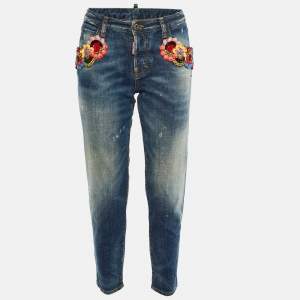 Dsquared2 Blue Denim Embellished Hockney Jeans S/Waist 32"
