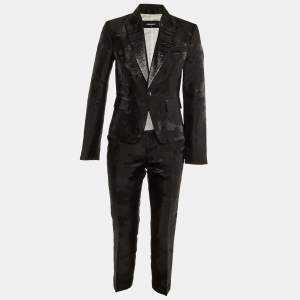 Dsquared2 Black Camo Brocade Tailored Suit M