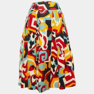 Pre Owned Dsquared2 Multicolor Printed Silk Pleated Midi Skirt S
