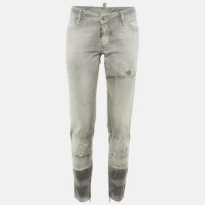Pre Owned Dsquared2 Grey Denim Medium Waist Skinny Jeans M/Waist 33"