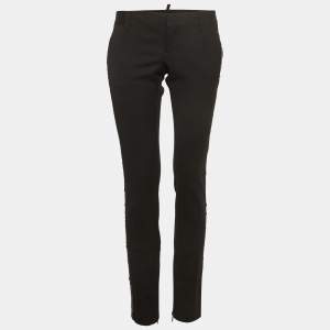 Pre Owned Dsquared2 Black Gabardine Sequin Detail Trousers M