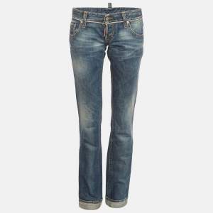 Pre Owned Dsquared2 Blue Denim Distressed Jeans S/Waist 30"