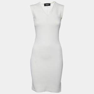 Dsquared2 Off White Stretch Rib Trim Sleeveless Tank Dress M