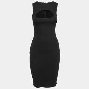 Dsquared2 Black Stretch Cotton Cutout Detail Sleeveless Sheath Dress XS 