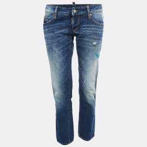 Dsquared2 Blue Denim Paint Splatter Slim Fit Jeans M Waist 32"