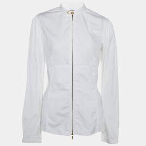 Dsquared2  White Cotton Zip Front Shirt L
