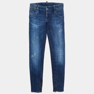 Dsquared2 Blue Distressed Denim Skinny Jeans S Waist 28"