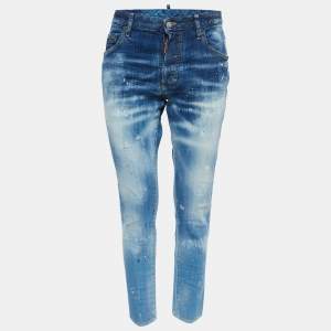 Dsquared2 Blue Washed & Distressed Denim Skinny Dan Jeans S 