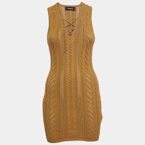 Dsquared2 Mustard Yellow Knit Sleeveless Mini Dress S