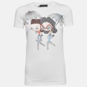 Dsquared2 White Print Cotton Short Sleeve T-Shirt S