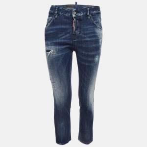 Dsquared2 Blue Distressed Denim Cropped Jeans S Waist 33"