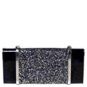 Dsquared2 Black Patent Leather and Glitter Box Clutch
