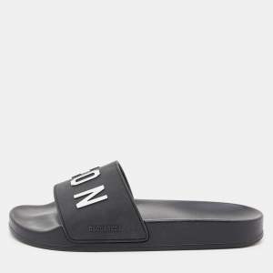 Dsquared2 Black Rubber Icon Flat Slides Size 40