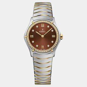 Ebel Brown Stainless Steel Classic Sport 1216464A Quartz Women's Wristwatch 29 mm
