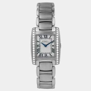 Pre Owned Ebel Brasilia E9976M2S Quartz Diamond Stainless Steel Women's Wristwatch 24 x 22 mm