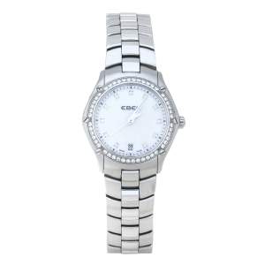 Ebel Mother Of Pearl Stainless Steel Diamond Classic Sport 1215983 Women's Wristwatch 27 mm