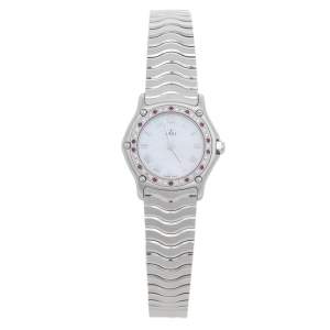 Ebel Mother of Pearl Stainless Steel Diamonds Classic Wave E91571169220 Women's Wristwatch 24 mm