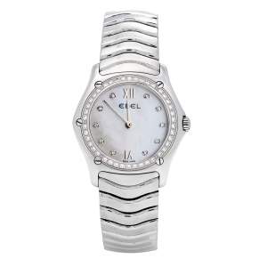 Ebel Mother of Pearl Diamond Stainless Steel Classic Wave E9090F24 Women's Wristwatch 28 mm