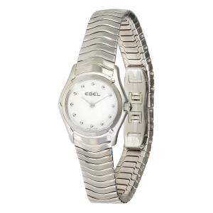 Ebel MOP Diamonds Stainless Steel Classic Wave 9003F11/9245 Women's Wristwatch 23.5 MM